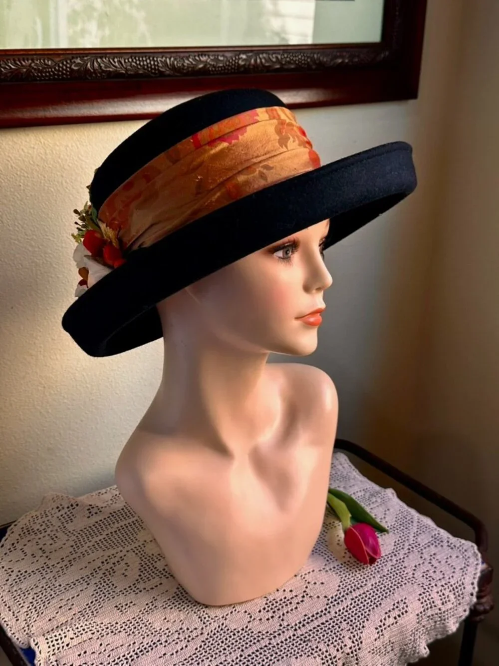 The Ultimate Fall Hat - Vintage Victorian Style Picture Hat in Autumn Colors